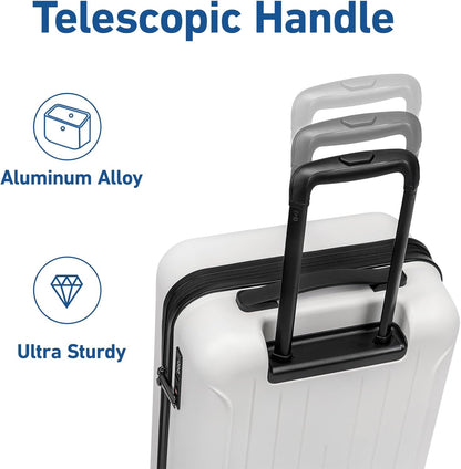 KYME Suitcase Hardshell With Double Spinner Wheels, PC+ABS TSA Lock Travel Luggage (White, 20" Carry On)