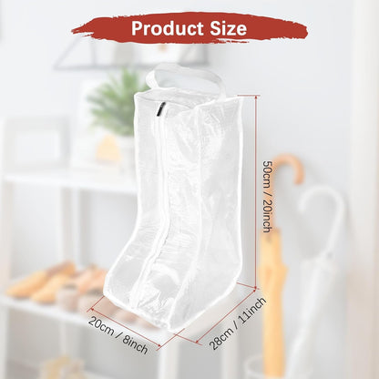 Boot Storage Bags [2PCS] - Plastic Tall Boot Carry Bags Clear Shoe Bags with Handle for Travel & Daily Use - [White] Waterproof & DustProof Boot Bags for Cowboy Boots