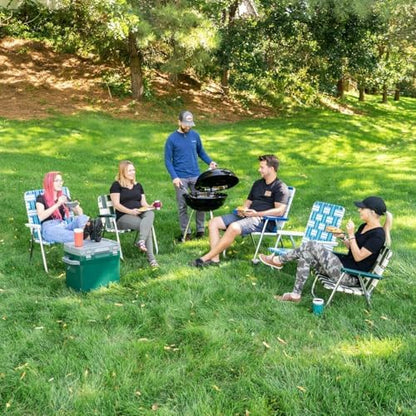 Lawn Chair USA - Outdoor Chairs for Camping | 2- Pack (Sea Island with White Arms & Charleston with Green Arms, Classic)