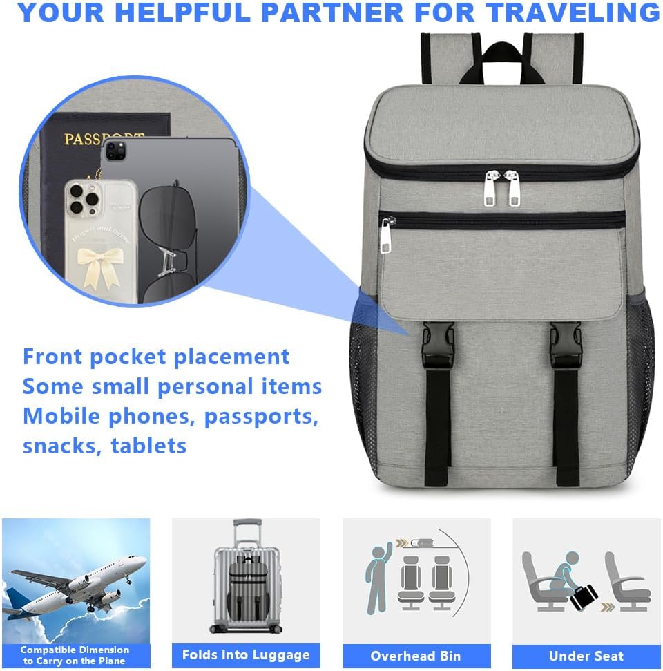 Cooler Backpack, 30 Cans Backpack Coolers Insulated Leak Proof for Men Women, Ice Chest Beach Cooler Bag, Portable Lunch Backpack for Camping Hiking Picnic Travel