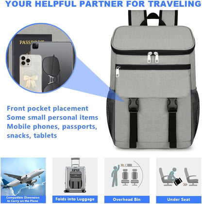 Cooler Backpack, 30 Cans Backpack Coolers Insulated Leak Proof for Men Women, Ice Chest Beach Cooler Bag, Portable Lunch Backpack for Camping Hiking Picnic Travel