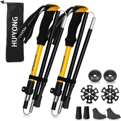 HUINING Foldable Hiking Poles Telescopic,Nordic Walking Poles Women and Men,Trekking Poles,Ultralight Trekking Poles Made of Aluminium with Lots of Accessories,110-130 cm