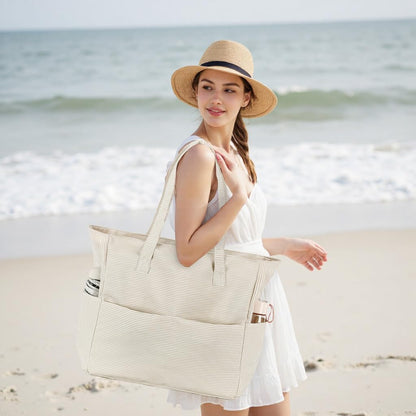 Waterproof Beach Tote Pool Bags for Women Ladies Extra Large Gym Tote Carry On Bag With Wet Compartment for Weekender Travel