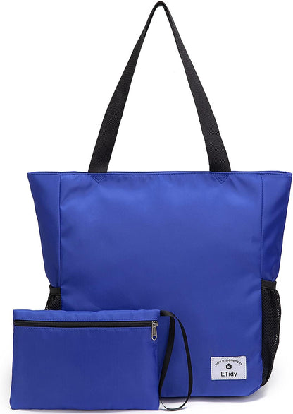ETidy Large Capacity Foldable Tote Bag With Zipper Water-resistant SandproofWomen Beach Bag Handbag GymBag Travel ShoppingBag