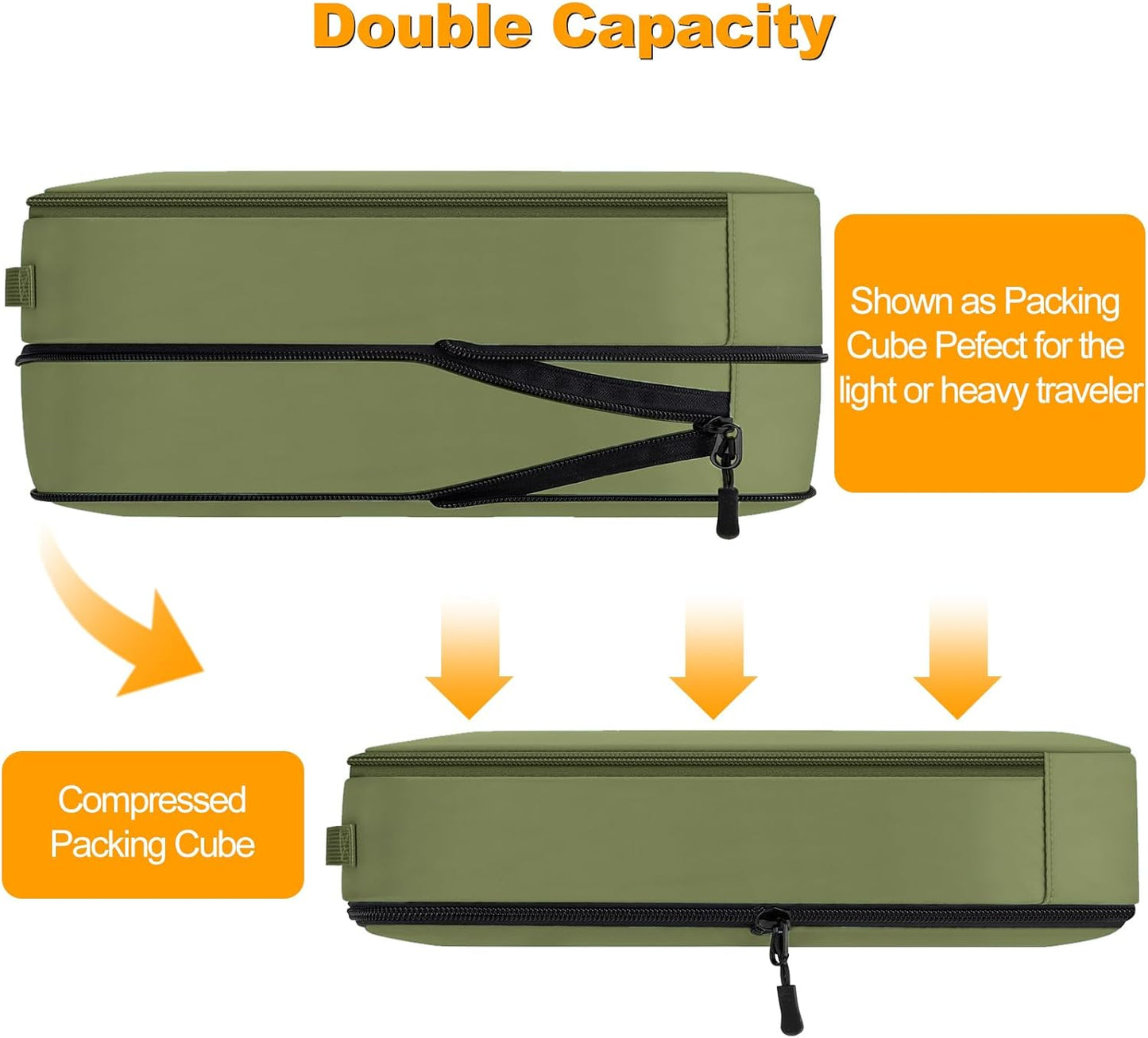 8 Set Compression Packing Cubes for Travel, Waterproof Luggage Organizers, Suitcase Organizer Set for Carry-On & Checked Baggage, Travel Accessories for Men & Women