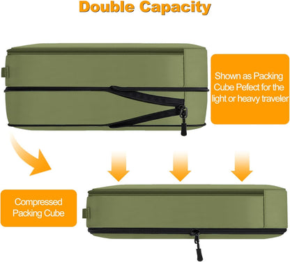 8 Set Compression Packing Cubes for Travel, Waterproof Luggage Organizers, Suitcase Organizer Set for Carry-On & Checked Baggage, Travel Accessories for Men & Women