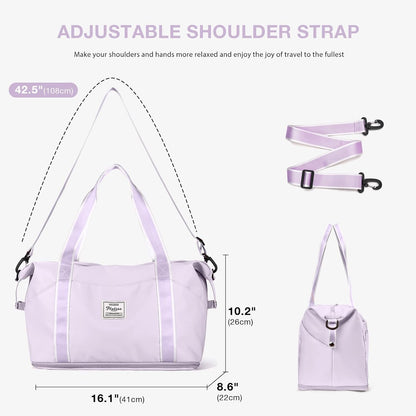 Travel Duffel Bag, Sports Tote Gym Bag, Shoulder Weekender Overnight Bag for Women