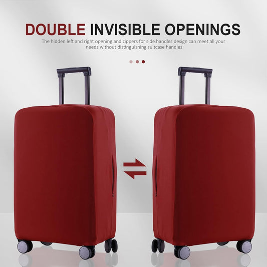 Travel Luggage Cover Suitcase Protector Scratch-Resistant Fit 19-31 Inch Suitcase, Not Included Suitcase (Claret, 3XL(32-33inch))