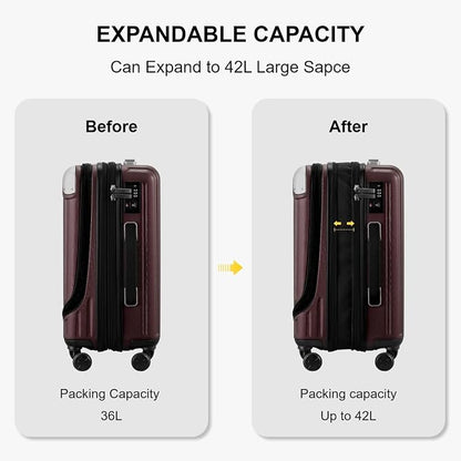 LEVEL8 Grace Carry On Luggage Airline Approved, 20 Inch Expandable Hardside - Image 4