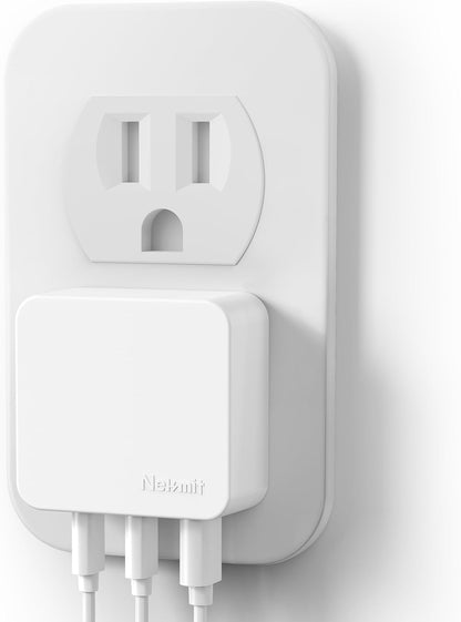 Nekmit 67W Flat USB C Charger Block, 3-Port GaN Fast Wall Charger, USB C Wall Plug for MacBook Pro/Air, iPad, iPhone, Galaxy and More