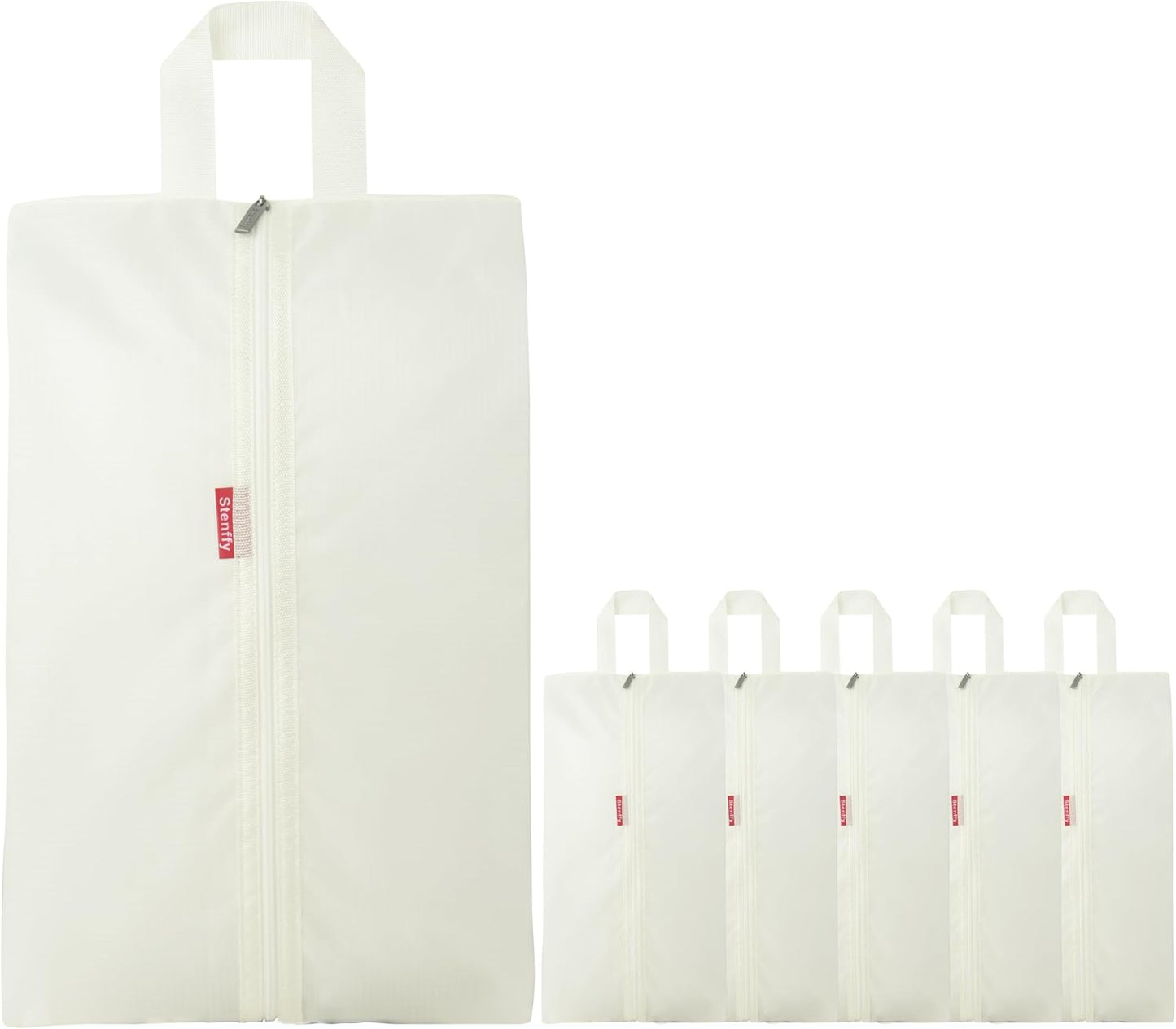 6pcs Portable Shoe Organizer, Travel Pouches with Zipper, Golf Shoe Bags, Clothes Bags, Soccer Cleats Bag Shoe Pouch for Gym, Waterproof, Odor-Resistant (White)