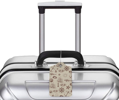 2 Pack Luggage Tag for Suitcase, Cute Unique Leather Suitcase Tags Identifiers with Privacy Name Address Labels & Durable Steel Loop for Women Men Travel