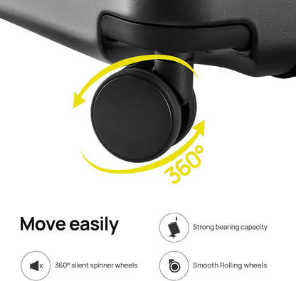 Carry on Luggage 22 X 14 X 9 Airline Approved, 20 Inch Luggage for 3-5 Days Travel, Double Spinner Wheels, 100% Hardshell PC, TSA Lock (09-Black, Checked 24-Inch)