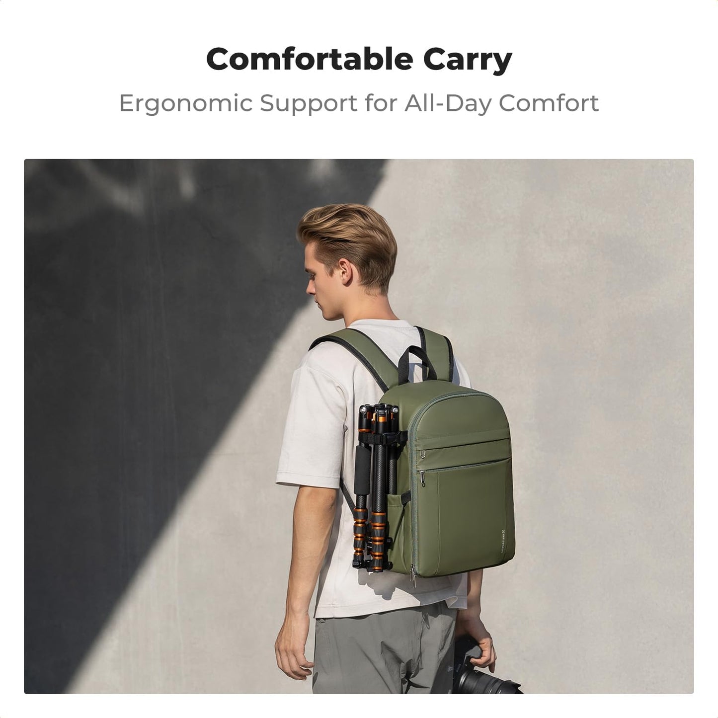 K&F CONCEPT Camera Backpack Bag, Professional DSLR/SLR/Mirrorless Camera Bag with Tripod Holder & Rain Cover, Waterproof Photography Camera Case Compatible with Canon/Sony/Nikon/FUJIFILM