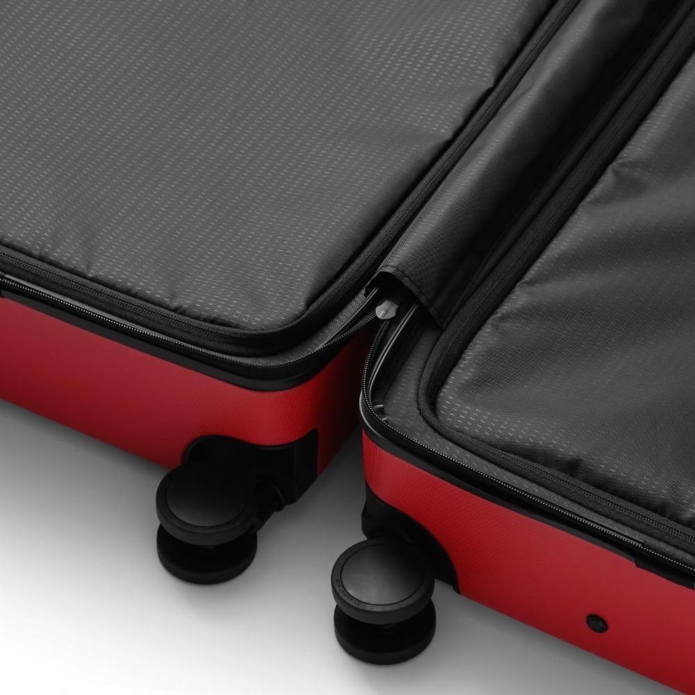 D_b_ Ramverk Carry-On 21 Inch Hardside Luggage, Compact Suitcase with Silent 360 Spinner Wheels, TSA Lock, Interior Laptop Compartment and Two Zipper Dividers, Red