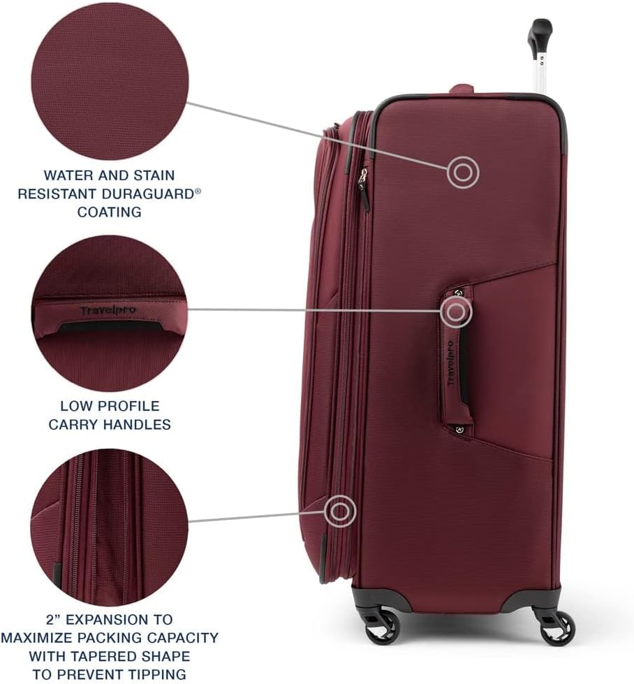 Travelpro Maxlite 5 Softside Expandable Checked Luggage with Spinner Wheels, Lightweight, 29-Inch — Burgundy
