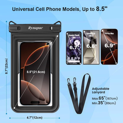 [Up to 8.5"] Floating Waterproof Phone Pouch, 2Pack Waterproof Phone Case with Lanyard for iPhone 16 15 14 Pro Max, Galaxy S24+ S23 S22, IPX8 Cellphone Dry Bag, Beach Essentials Travel Must Haves