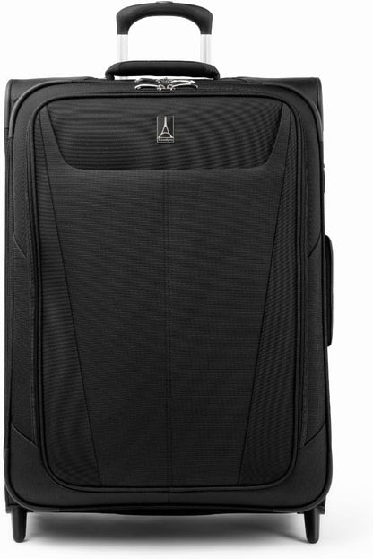 Travelpro Maxlite 5 Softside Expandable Upright 2 Wheel Checked Luggage, Lightweight Suitcase, Men and Women, Black, Checked Medium 26-Inch