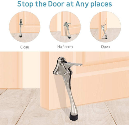 Door Stopper, One-Touch semi-Automatic Metal Door Stopper, with Non-Slip Rubber Tip for Wood, Concrete, Tiled, and Carpeted Floors (6inch x 15pack, Black)