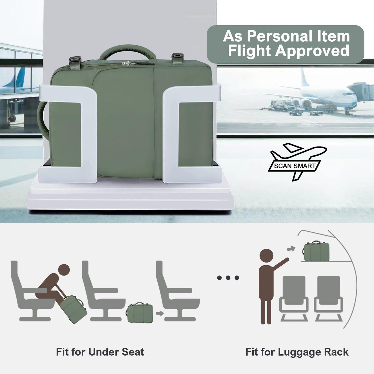 Travel Backpack, Carry on Flight Approved Backpack with Multi-Pockets, TSA Waterproof 17.3inch Laptop Backpack, Personal Item Travel Bag for Men Women, Army Green