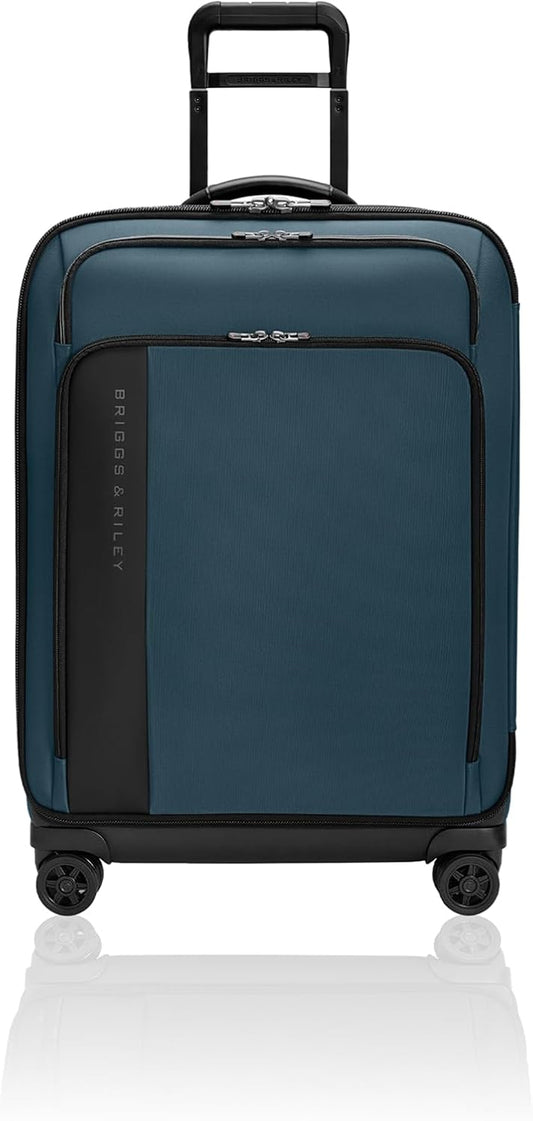 Briggs & Riley 26" Medium Expandable Spinner - Checked Luggage for Travel, Suitcases with Wheels, Softside Rolling Bag for Men & Women - ZDX Collection, Ocean