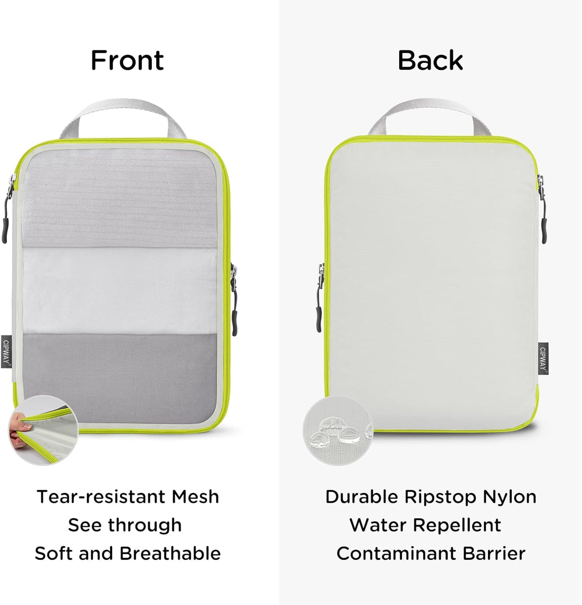 Cipway Compression Packing Cubes Mesh, Lightweight Luggage Organizer Bags with Laundry Bag,Toiletries Bag and Shoe Bag, Travel Essentials for Carry on Suitcase（8Pcs,White）