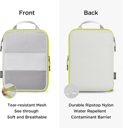 Cipway Compression Packing Cubes Mesh, Lightweight Luggage Organizer Bags with Laundry Bag,Toiletries Bag and Shoe Bag, Travel Essentials for Carry on Suitcase（8Pcs,White）