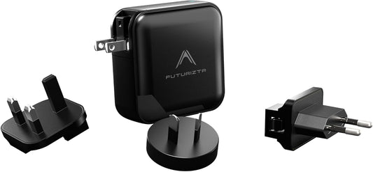 Futurizta Tech® Pixy GaN 140W Universal Travel Triple Type-C Foldable Charger PD3.1 QC4.0 PPS 27W Apple Fast Charge MacBook Pro Compatible - US, UK, EU, AU Plugs