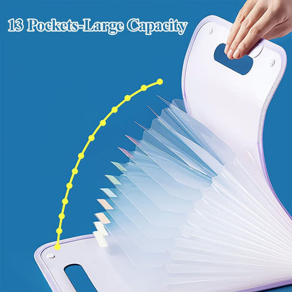 M&G Expanding File Folder 13 Pockets Accordion File Organizer with Labels, Portable Document Receipt Organizer Hold A4 Letter Size Paper, Waterproof Folder for Schoolbag Office Supplies (Purple)