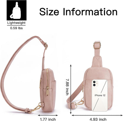 Telena Small Sling Bag for Women Leather Crossbody Fanny Packs Chest Bag for Women