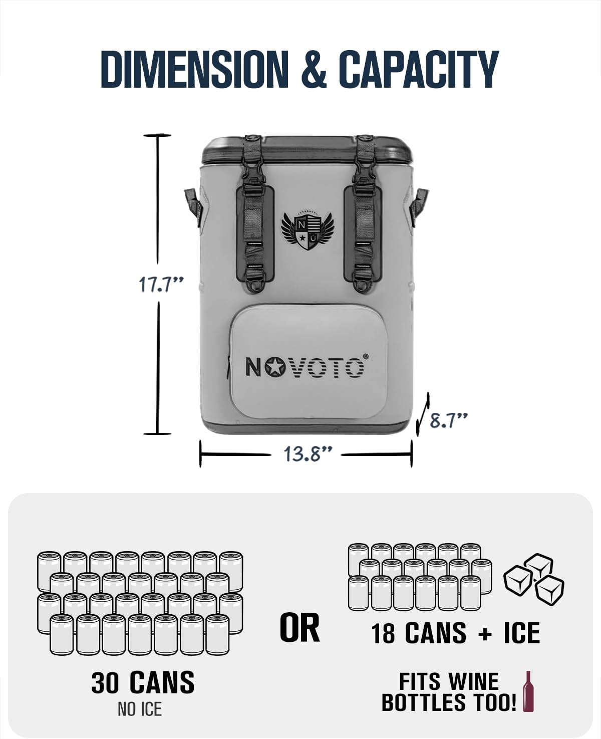 Magnetic Soft Cooler, Zipperless Soft Sided Cooler Bag for Men & Women, Insulated Backpack Coolers for Tailgating, Beach, Lunch, Picnic, Kayak