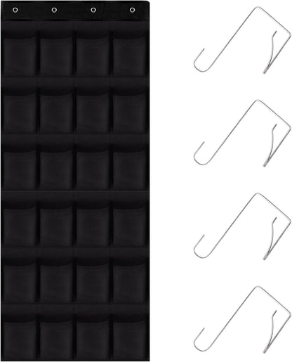 Over the Door Shoe Organizer, 24 Large Breathable Mesh Pockets, Hanging Storage Holder, Hanging Shoe Organizer(Black)