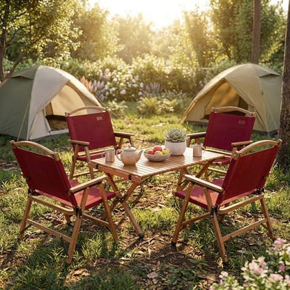 GYMAX Camping Chairs, 330lbs Folding Lawn Chair with Heavy Duty 900D Oxford Cloth & Lightweight Bamboo Frame, Outdoor Portable Camp Chairs for Picnic, Patio, Porch, Backyard, Fishing, Beach (8 Pieces)