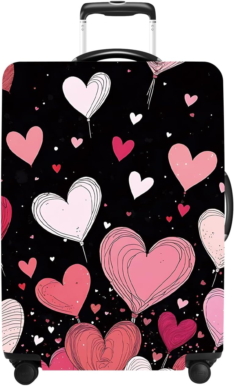 Luggage Cover Washable Suitcase Protector Anti-Scratch,Stretchable Fit for 20-34Inch Luggage Durable Travel Bag Cover with Zipper Closure (Heart-2, L(fits 28-30Inch suitcase))