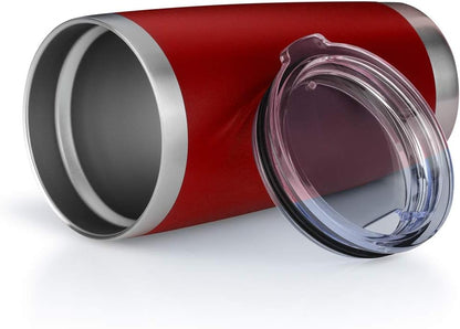 20oz Tumbler Bulk Stainless Steel Vacuum Insulated Tumblers with Lid Double Wall Travel Mug, Durable Powder Coated Coffee Cup, Suitable for Ice Drinks and Hot Beverage (Red 1pack)