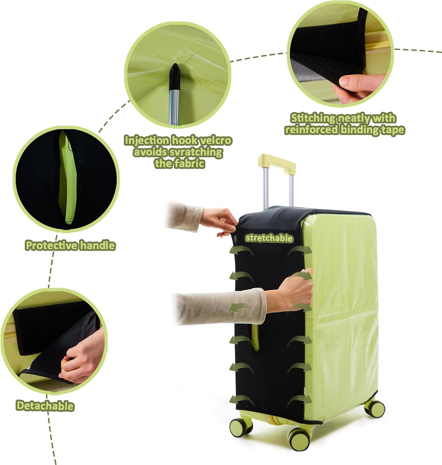 Clear Luggage Cover Protectors For Suitcases,Elastic Transparent waterproof PVC Suitcase Covers Protector Fit 20-30 Inch wheeled Luggage (24")