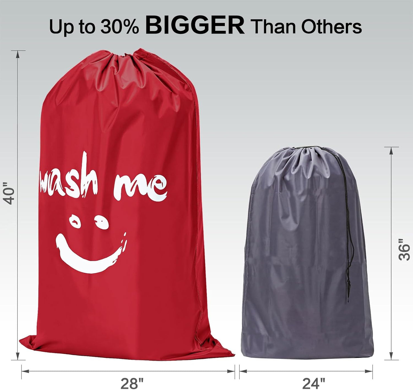 HOMEST 2 Pack XL Wash Me Travel Laundry Bag, Dirty Garments Organizer, Large Enough to Hold 4 Loads of Clothes, Easy Fit a Hamper or Clothing Basket, Black and Red