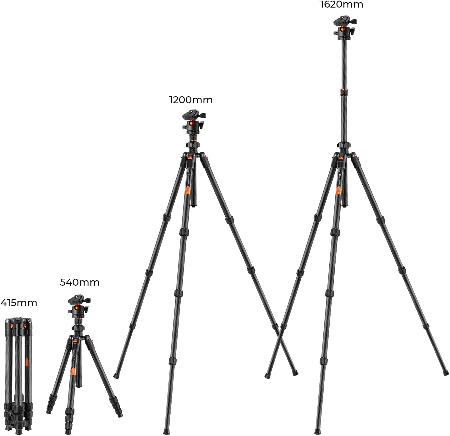 K&F Concept 64" Carbon Fiber Camera Tripod,Lightweight Travel Tripod with 36mm Metal Ball Head Load Capacity 17.6lbs, Quick Release Plate,for DSLR Cameras Indoor Outdoor Use K254C2+BH-36L