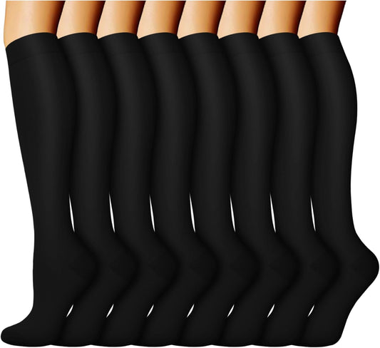 ACTINPUT 8 Pairs Compression Socks for Women & Men,Support Compression Stockings for Medical Running Athletic