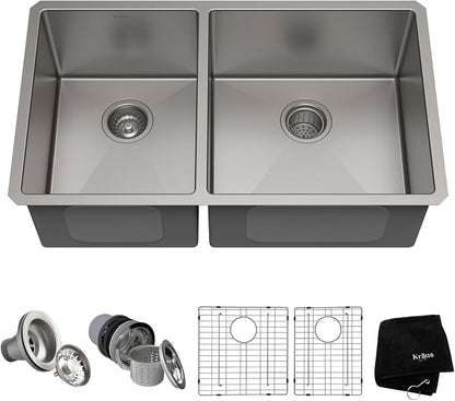 KRAUS Standart Pro 33 -inch Undermount 60/40 Double Bowl 16 Gauge Stainless by KRAUS