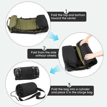 86L 30” Folding Duffle Backpack with 2 Wheels,Travel Bag with Separate Shoe Compartment,Army Green