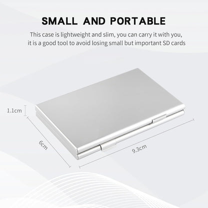 Aluminum SD Card Case, 21Slots Ultrathin SD Card Holder, Memory Card Storage Holder, Fit for 3 SD Card, 18 Micro SD Card, Silver