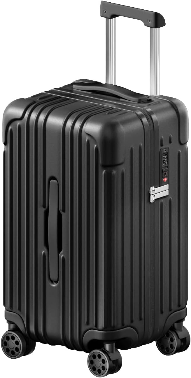 Krute Carry on Luggage PC+ABS Suitcases with Double Spinner Wheels 22x14x9 Airline Approved Luggage with TSA Lock 20 Inch (Black)
