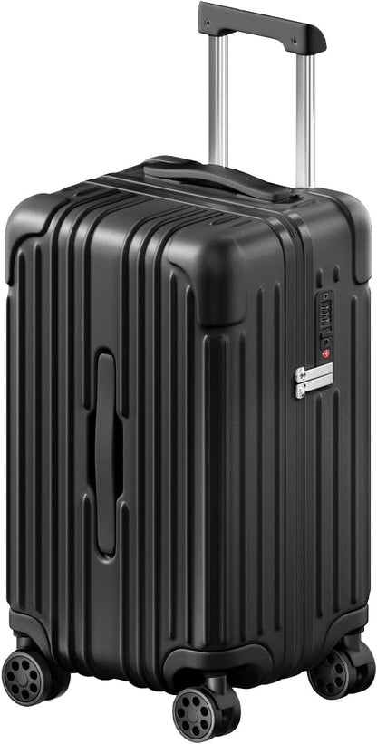 Krute Carry on Luggage PC+ABS Suitcases with Double Spinner Wheels 22x14x9 Airline Approved Luggage with TSA Lock 20 Inch (Black)