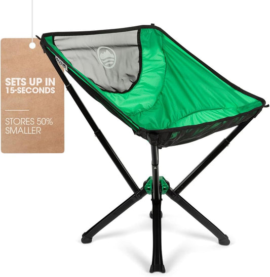 CLIQ Portable Chair Version 1.0 - Lightweight Folding Chair for Camping - Supports 300 Lbs - Perfect for Outdoor Adventures - Moss