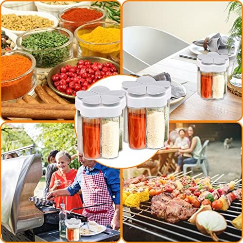 2 PCS Travel Spice Jars, 5-in-1 Seasoning Containers, Clear Plastic Condiment Bottle for Camping, Hiking, BBQ, Picnic