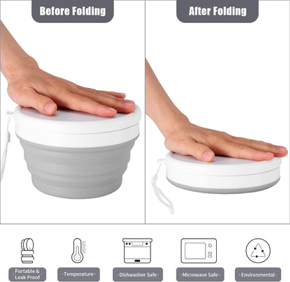 Odoland Camping Mess Kit Silicone Collapsible Bowl, Cup & Stainless Steel Spoon for 1 Person Backpacking Outdoor, Camping, Hiking and Picnic