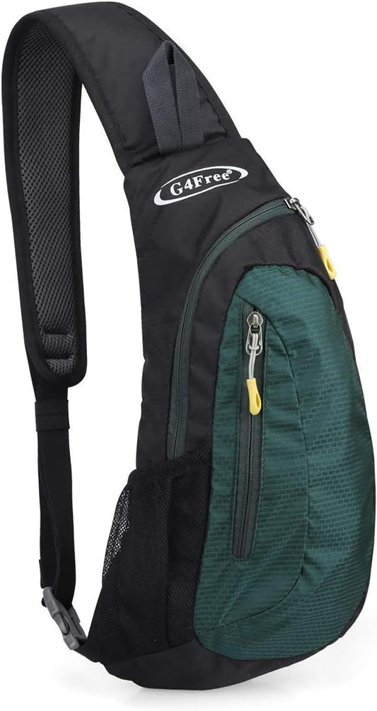 G4Free Sling Bag for Men Women, Small Crossbody Backpack Lightweight Chest Shoulder Bags for Travel, Outdoor and Sports (Dark Green)