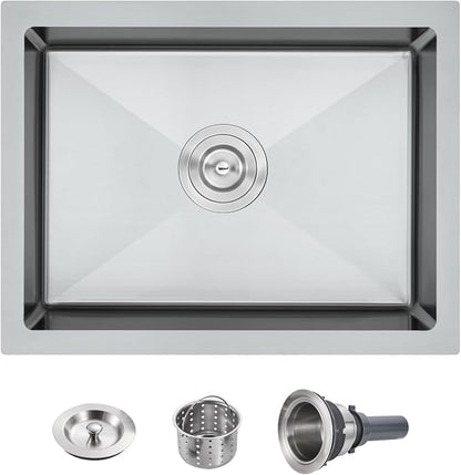 POPFLY 23 Inch Undermount Kitchen Sink, Single Bowl 18 Gauge 304 Stainless by POPFLY