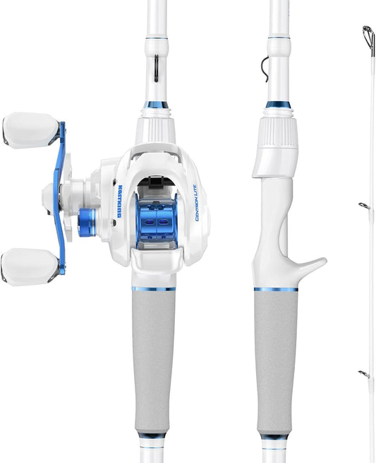 KastKing Centron Lite Fishing Rod and Reel Combo, IM6 Graphite 2Pc Blanks, Stainless Steel Guides with Ceramic Rings, Contoured EVA Handles & Fighting Butt, Split or Full Rear Handle Design, 13 Models